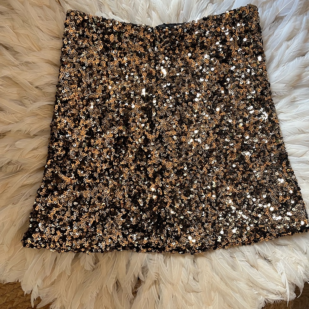 Zara Sequin Mini Skirt - Black and Gold